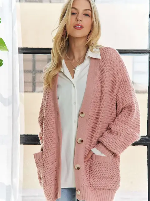 Ruby Button Down Cardigan - Mauve Ruby Button Down Cardigan - Mauve
