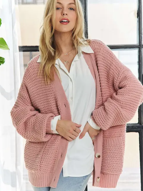 Ruby Button Down Cardigan - Mauve Ruby Button Down Cardigan - Mauve