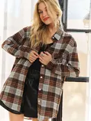 Rylee Plaid Button Down Shirt - Brown