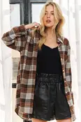 Rylee Plaid Button Down Shirt - Brown
