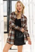 Rylee Plaid Button Down Shirt - Brown
