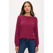Miru Rib Button Shoulder Sweater - Raspberry