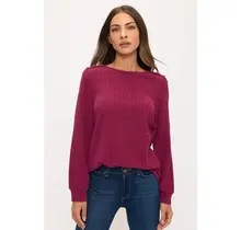Miru Rib Button Shoulder Sweater - Raspberry