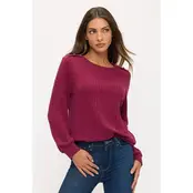 Miru Rib Button Shoulder Sweater - Raspberry
