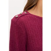 Miru Rib Button Shoulder Sweater - Raspberry