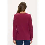 Miru Rib Button Shoulder Sweater - Raspberry
