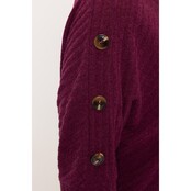 Mara Rib Knit Button Side Sweater - Beet Red