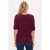 Mara Rib Knit Button Side Sweater - Beet Red