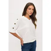 Mara Rib Knit Button Side Sweater - Off White