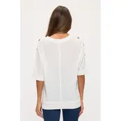 Mara Rib Knit Button Side Sweater - Off White