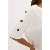 Mara Rib Knit Button Side Sweater - Off White