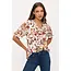 Floral Mix Ruffle Button Down Shirt - Ivory Brown