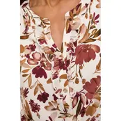 Floral Mix Ruffle Button Down Shirt - Ivory Brown