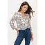 Dot Square Zipper Pull Roll Tab Shirt - Ivory Black
