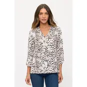 Dot Square Zipper Pull Roll Tab Shirt - Ivory Black