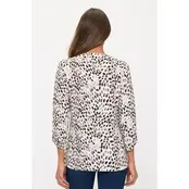 Dot Square Zipper Pull Roll Tab Shirt - Ivory Black