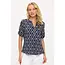 Jori Plaid Mandarin 1/2 Placket Shirt - Navy Taupe