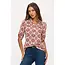 Floral Ity Mandarin Half Placket Roll Tab Shirt - Burgundy