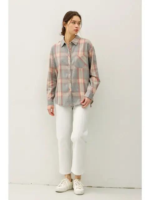 Karter Plaid Shirt - Dusty Coral Karter Plaid Shirt - Dusty Coral