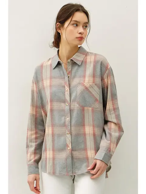 Karter Plaid Shirt - Dusty Coral Karter Plaid Shirt - Dusty Coral
