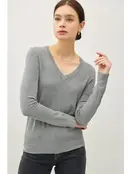 Moxie V-Neck Sweater - Grey Moxie V-Neck Sweater - Grey