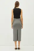 Kerra Knitted High Rise Midi Skirt- Grey Kerra Knitted High Rise Midi Skirt- Grey
