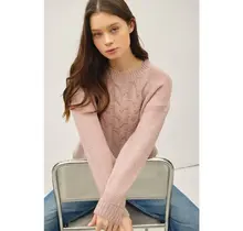 Fawn Cable Knit Sweater - Blush
