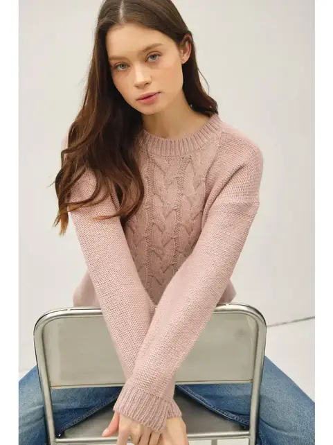 Fawn Cable Knit Sweater - Blush