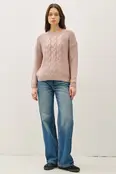 Fawn Cable Knit Sweater - Blush