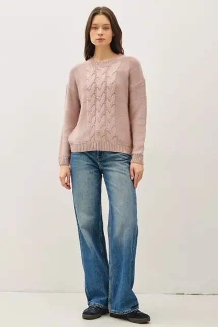Fawn Cable Knit Sweater - Blush