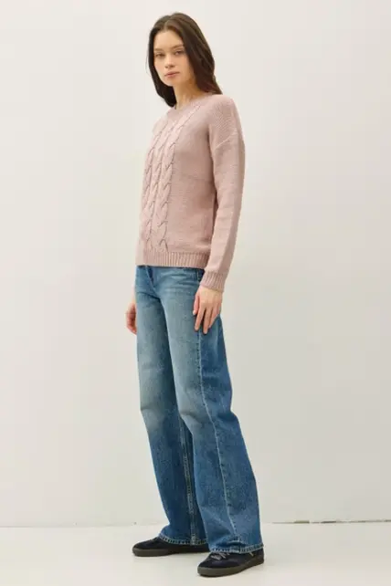 Fawn Cable Knit Sweater - Blush