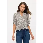 Floral Ity Mandarin Half Placket Roll Tab Shirt- Ivory