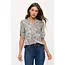 Floral Ity Mandarin Half Placket Roll Tab Shirt- Ivory
