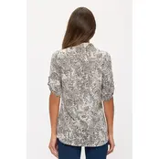 Floral Ity Mandarin Half Placket Roll Tab Shirt- Ivory