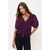 Vivian  Ruffle Button Top - Plum