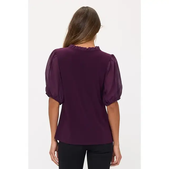 Vivian  Ruffle Button Top - Plum