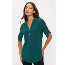 Ity Mandarin Half Placket Roll Tab Shirt - Hunter