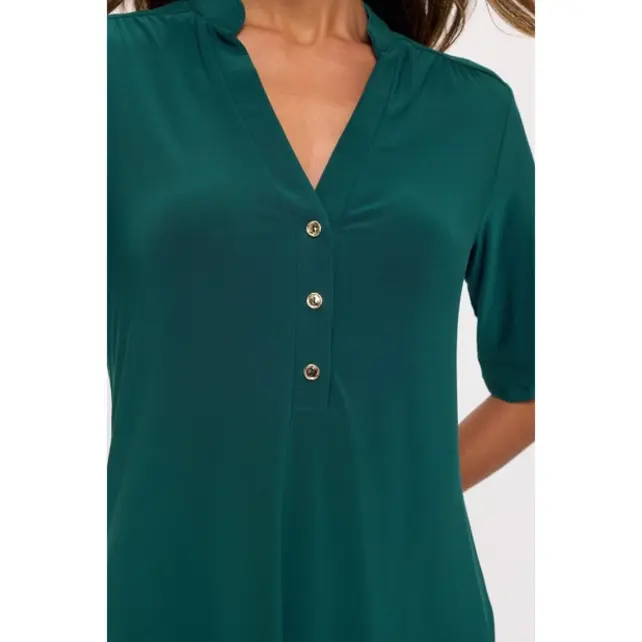 Ity Mandarin Half Placket Roll Tab Shirt - Hunter