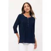 Kesia Ity Roll Tab Pleated Top - Navy