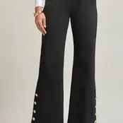 Louise Magic Gala Button Hem Pants - Black Louise Magic Gala Button Hem Pants - Black