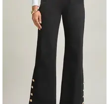 Louise Magic Gala Button Hem Pants - Black