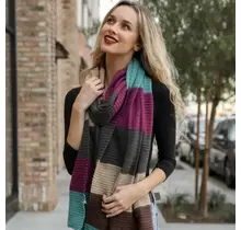 Color Block Knit Scarf  - Mint