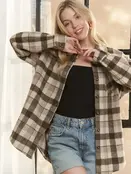 Sadie Plaid Flannel Shacket - Brown