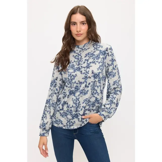 Becca Mockneck Sweater - Blue/Grey