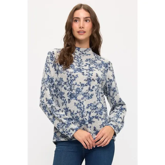 Becca Mockneck Sweater - Blue/Grey