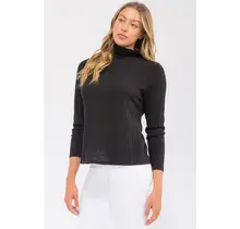 Vicky Ribbed MockNeck Sweater - Black