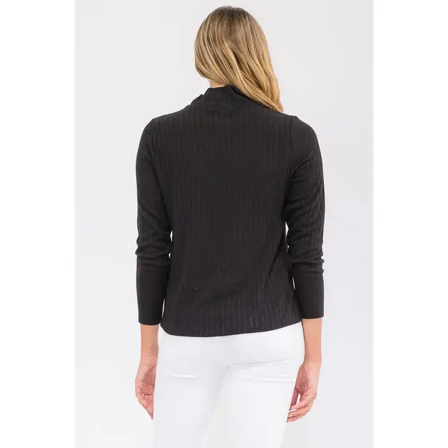 Vicky Ribbed MockNeck Sweater - Black
