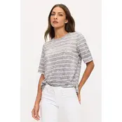 Tessa Striped Dolman Short Sleeve - Grey