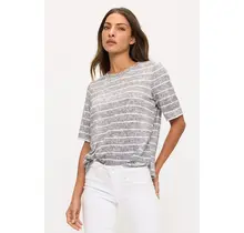 Tessa Striped Dolman Short Sleeve - Grey
