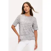 Tessa Striped Dolman Short Sleeve - Grey